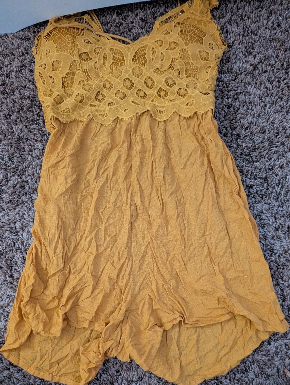 J for Justify Mustard Yellow Lace Top Romper